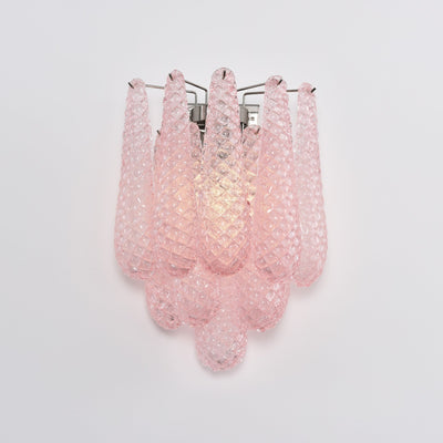 Liorelaria Wall Lamp Pink Teardrop Glass Floral Artistic