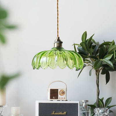Limea Green Glass Flower Pendant Light - Neutral Decor