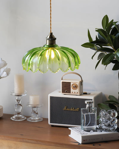Limea Green Glass Flower Pendant Light - Neutral Decor