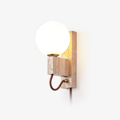 Talt Globe-Travertine Wall Light
