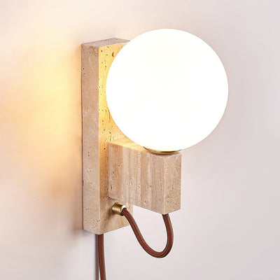 Talt Globe-Travertine Wall Light