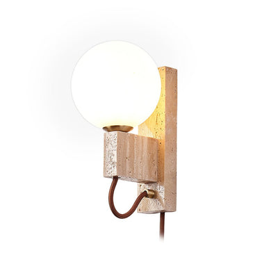 Talt Globe-Travertine Wall Light