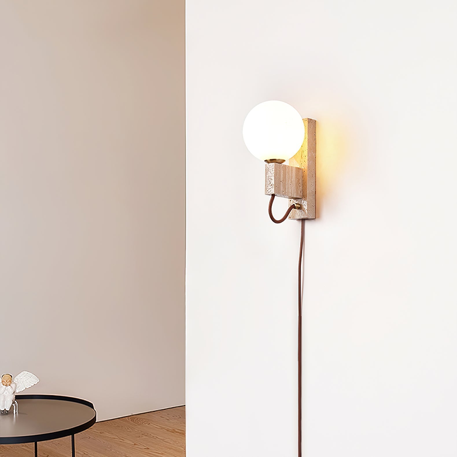 Talt Globe-Travertine Wall Light