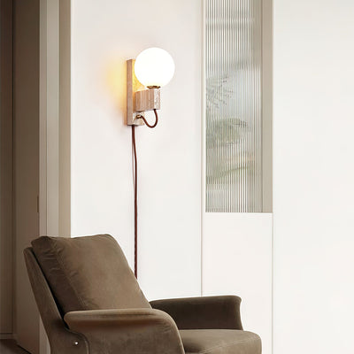 Talt Globe-Travertine Wall Light