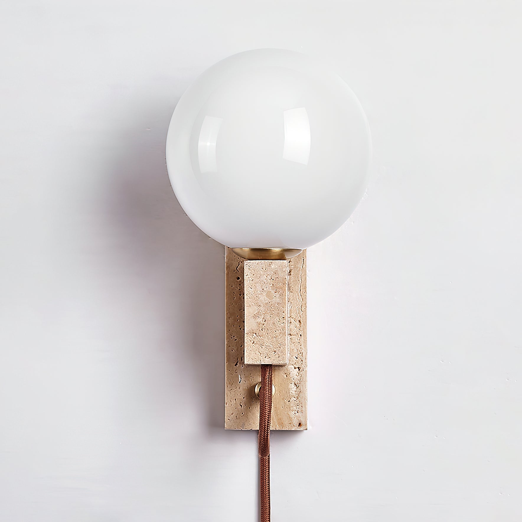 Talt Globe-Travertine Wall Light