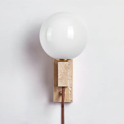 Talt Globe-Travertine Wall Light