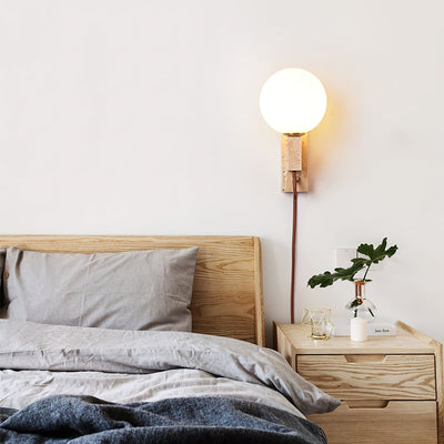 Talt Globe-Travertine Wall Light