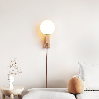 Talt Globe-Travertine Wall Light
