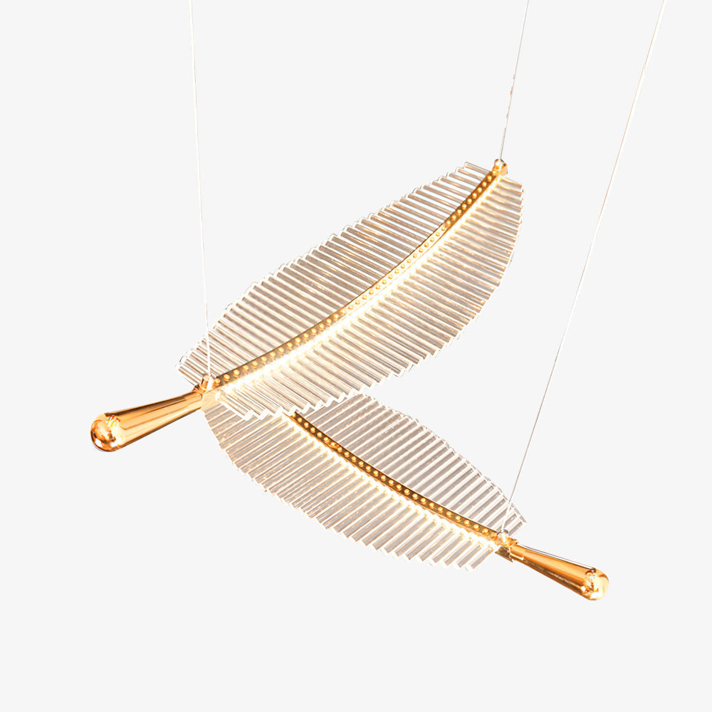Kuo Chandelier Leaf Acrylic Gold Elegant Modern
