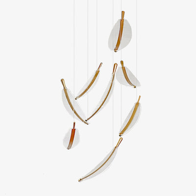 Kuo Chandelier Leaf Acrylic Gold Elegant Modern