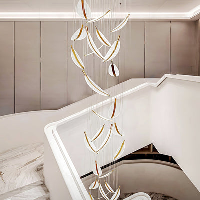 Kuo Chandelier Leaf Acrylic Gold Elegant Modern
