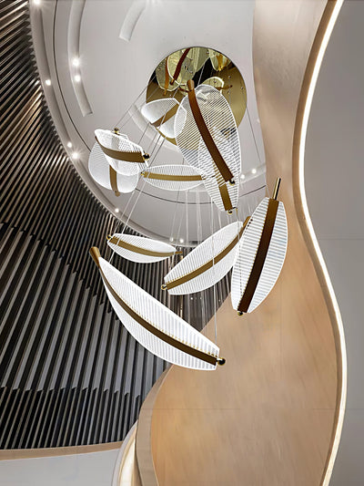 Kuo Chandelier Leaf Acrylic Gold Elegant Modern