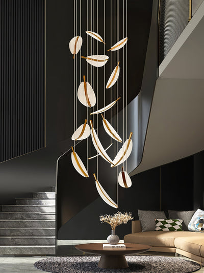 Kuo Chandelier Leaf Acrylic Gold Elegant Modern