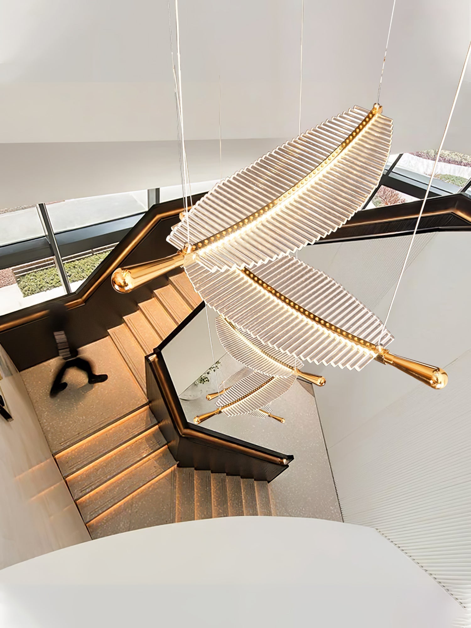 Kuo Chandelier Leaf Acrylic Gold Elegant Modern
