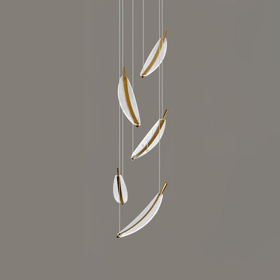 Kuo Chandelier Leaf Acrylic Gold Elegant Modern