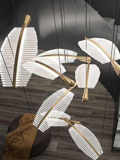 Kuo Chandelier Leaf Acrylic Gold Elegant Modern