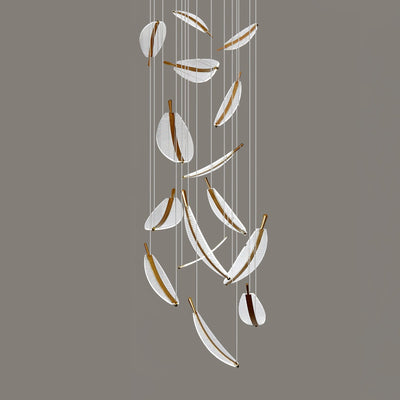 Kuo Chandelier Leaf Acrylic Gold Elegant Modern