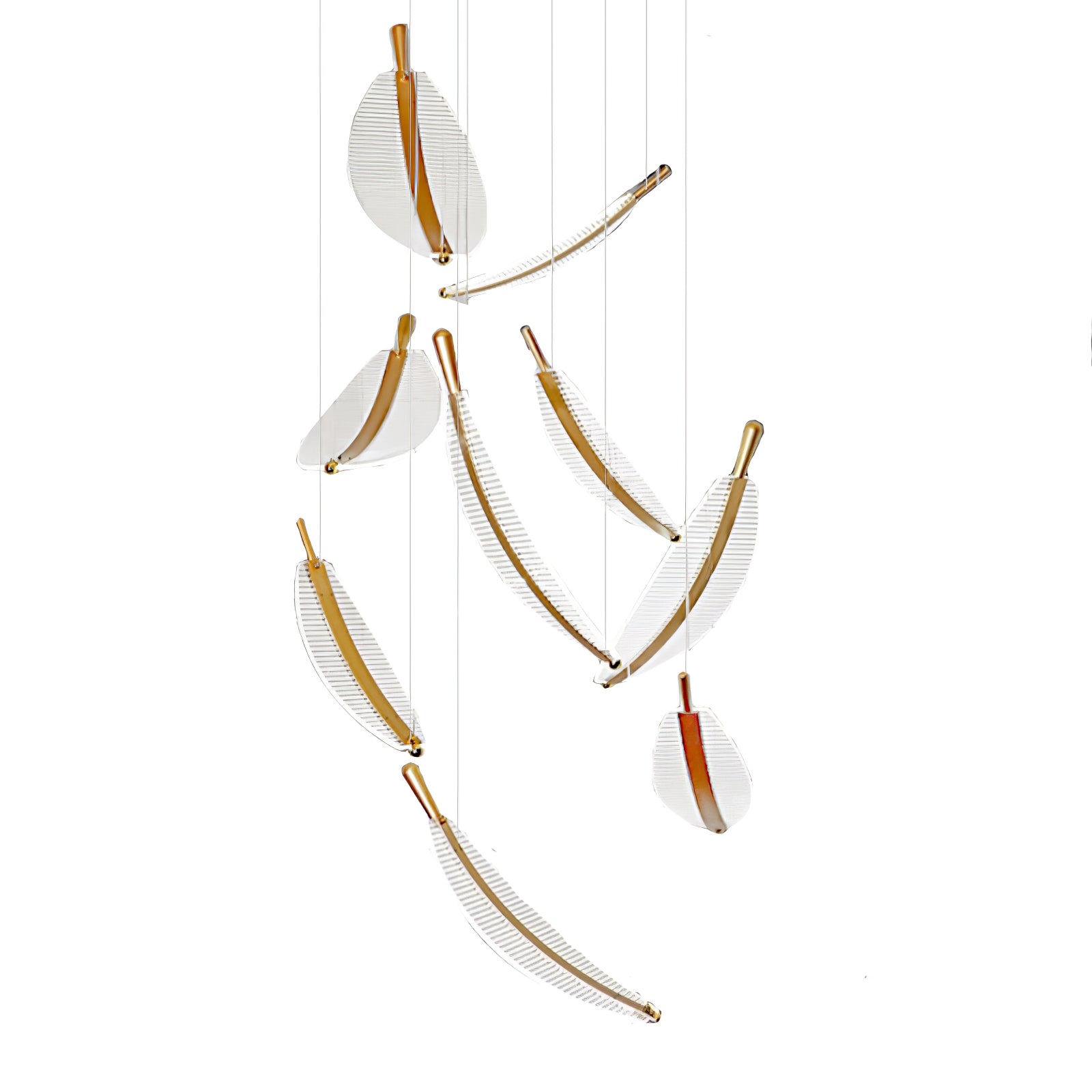 Kuo Chandelier Leaf Acrylic Gold Elegant Modern