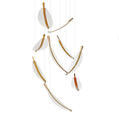 Kuo Chandelier Leaf Acrylic Gold Elegant Modern