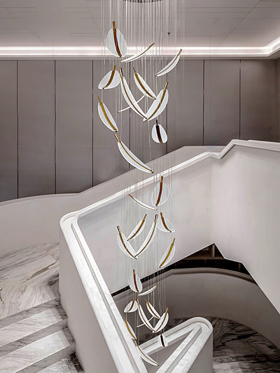 Kuo Chandelier Leaf Acrylic Gold Elegant Modern