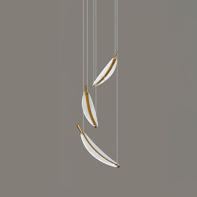 Kuo Chandelier Leaf Acrylic Gold Elegant Modern