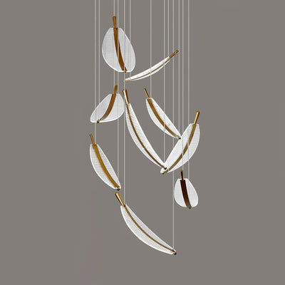 Kuo Chandelier Leaf Acrylic Gold Elegant Modern