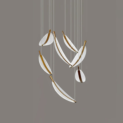 Kuo Chandelier Leaf Acrylic Gold Elegant Modern