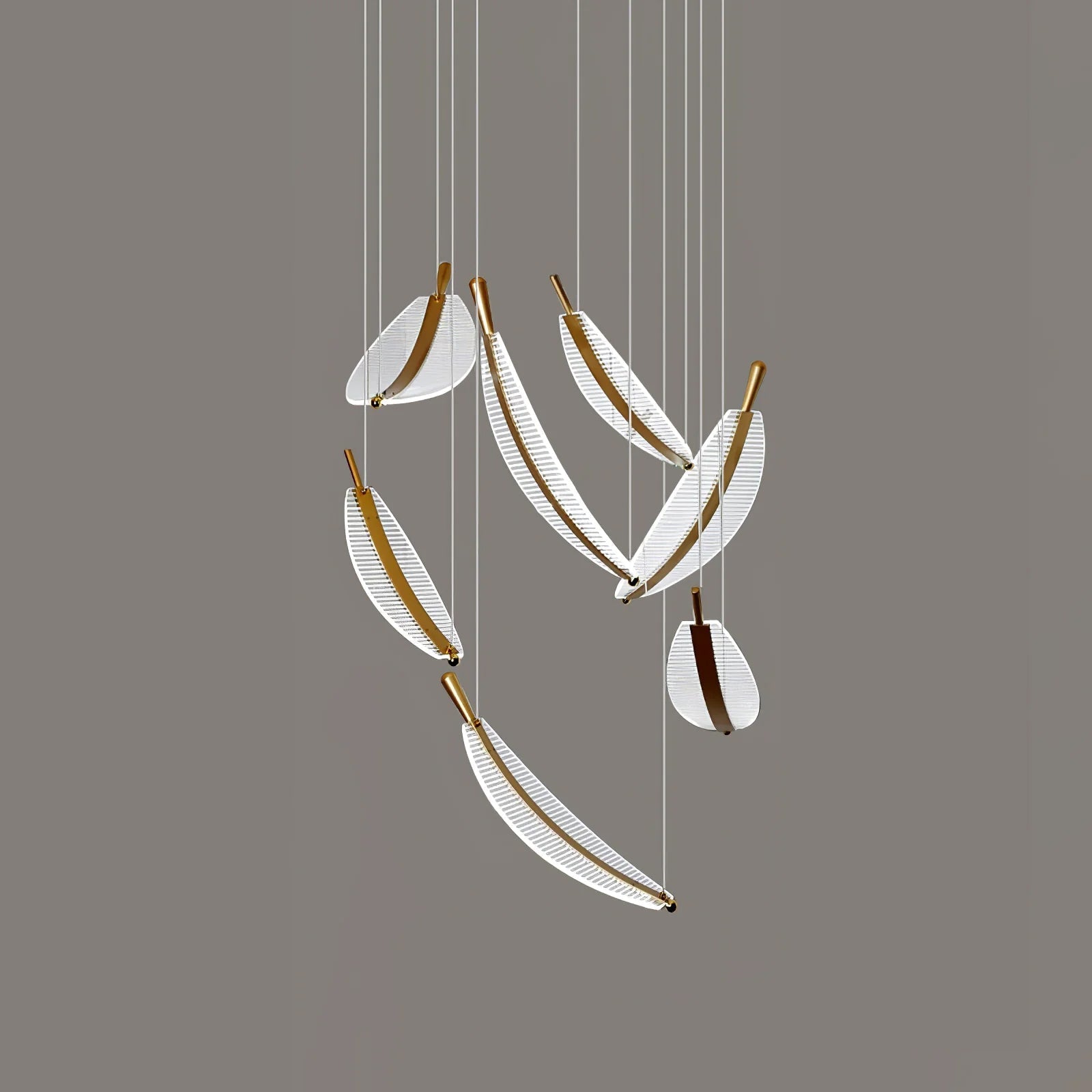 Kuo Chandelier Leaf Acrylic Gold Elegant Modern