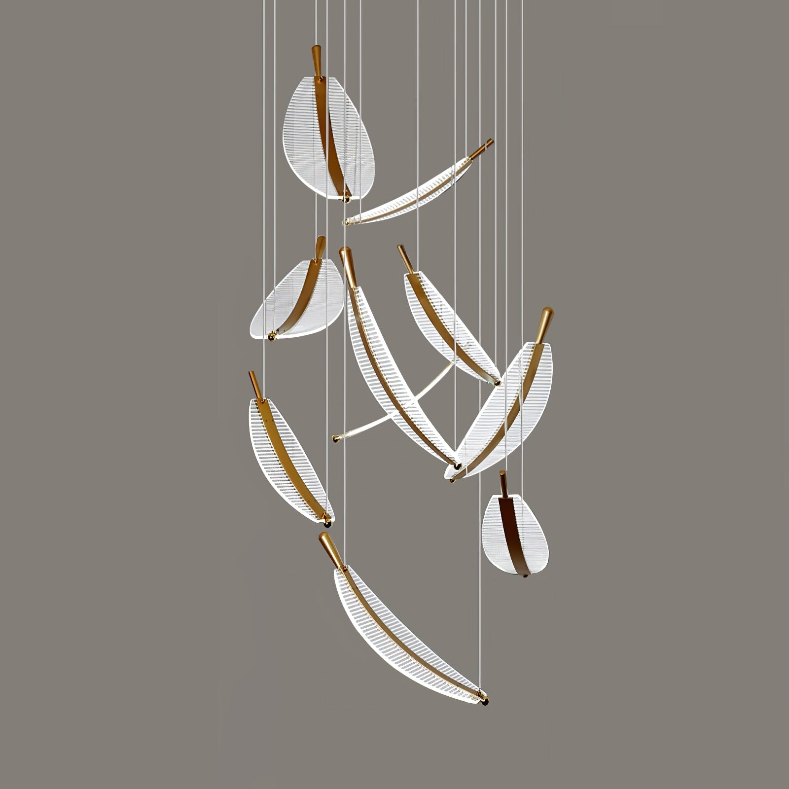 Kuo Chandelier Leaf Acrylic Gold Elegant Modern