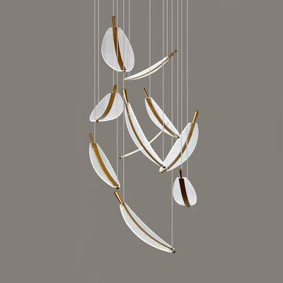 Kuo Chandelier Leaf Acrylic Gold Elegant Modern