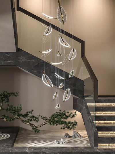 Kuo Chandelier Leaf Acrylic Gold Elegant Modern
