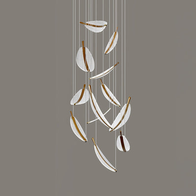 Kuo Chandelier Leaf Acrylic Gold Elegant Modern