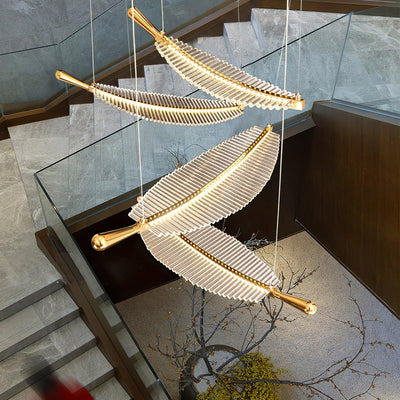 Kuo Chandelier Leaf Acrylic Gold Elegant Modern