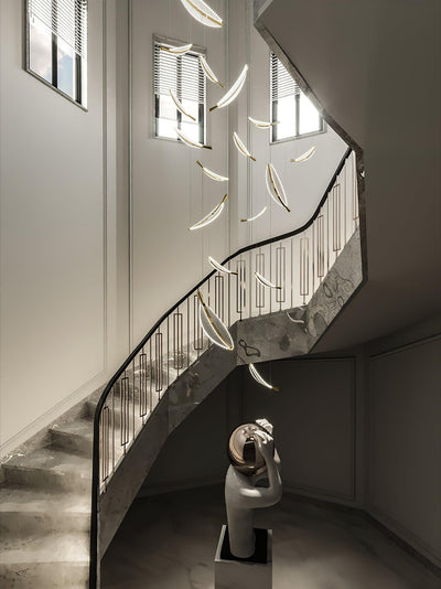 Kuo Chandelier Leaf Acrylic Gold Elegant Modern