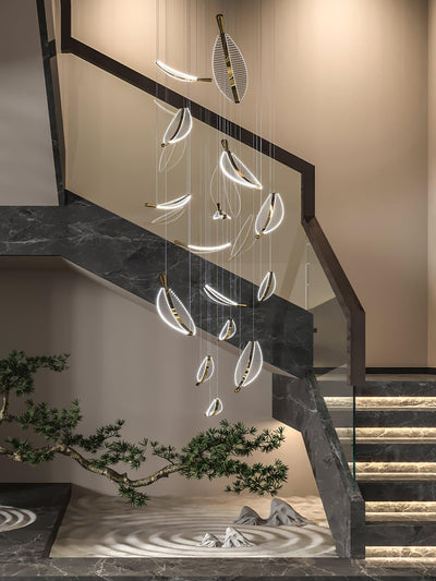 Kuo Chandelier Leaf Acrylic Gold Elegant Modern