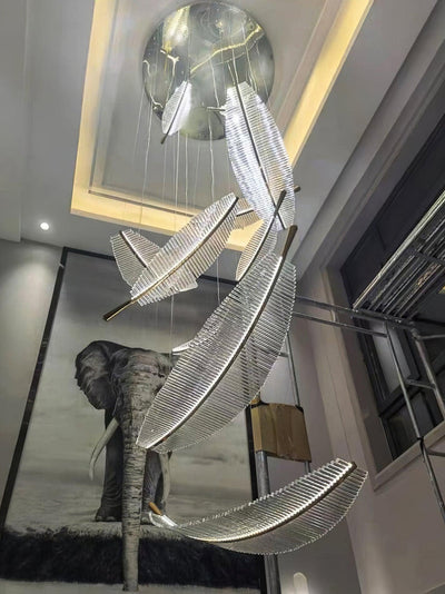 Kuo Chandelier Leaf Acrylic Gold Elegant Modern