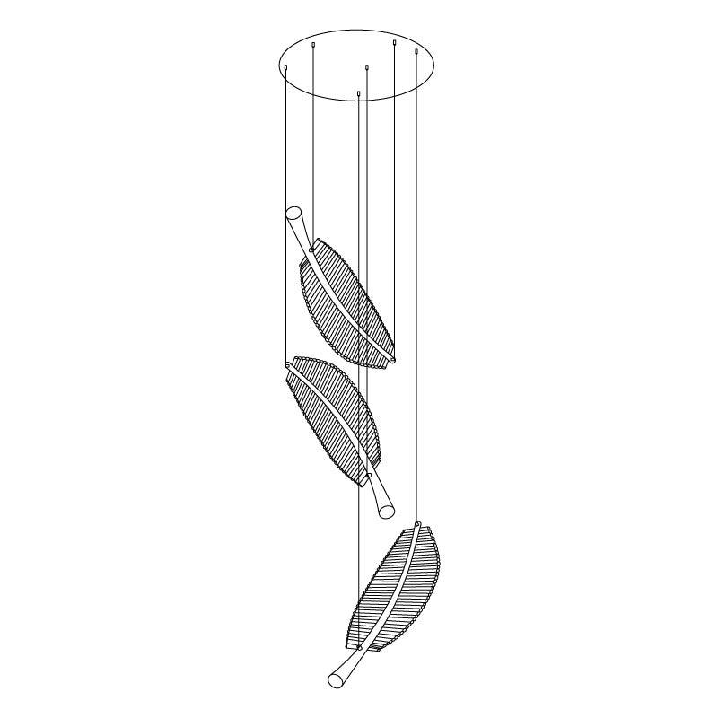 Kuo Chandelier Leaf Acrylic Gold Elegant Modern