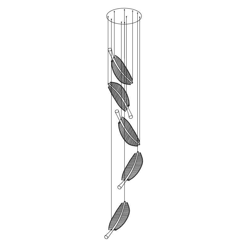 Kuo Chandelier Leaf Acrylic Gold Elegant Modern