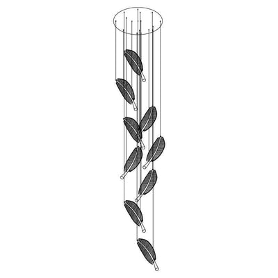 Kuo Chandelier Leaf Acrylic Gold Elegant Modern