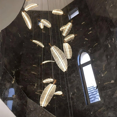 Kuo Chandelier Leaf Acrylic Gold Elegant Modern
