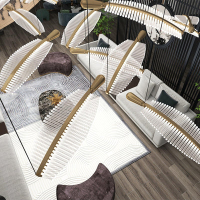 Kuo Chandelier Leaf Acrylic Gold Elegant Modern