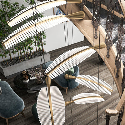 Kuo Chandelier Leaf Acrylic Gold Elegant Modern