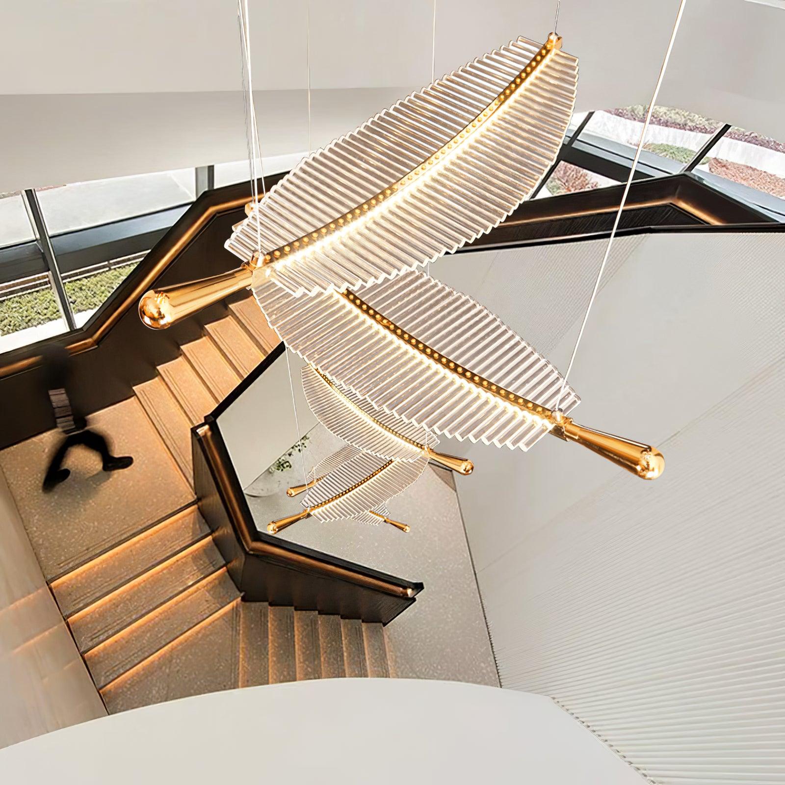 Kuo Chandelier Leaf Acrylic Gold Elegant Modern