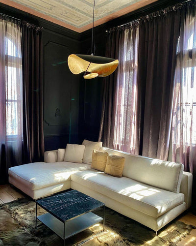 Aurisina Pendant Lamp Black Gold Curved Shade