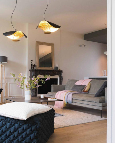 Aurisina Pendant Lamp Black Gold Curved Shade