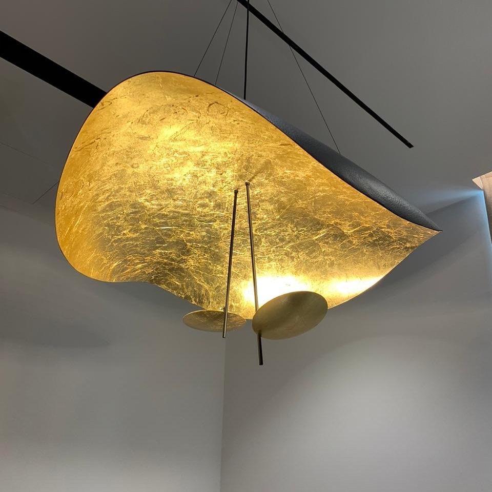 Aurisina Pendant Lamp Black Gold Curved Shade