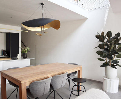 Aurisina Pendant Lamp Black Gold Curved Shade