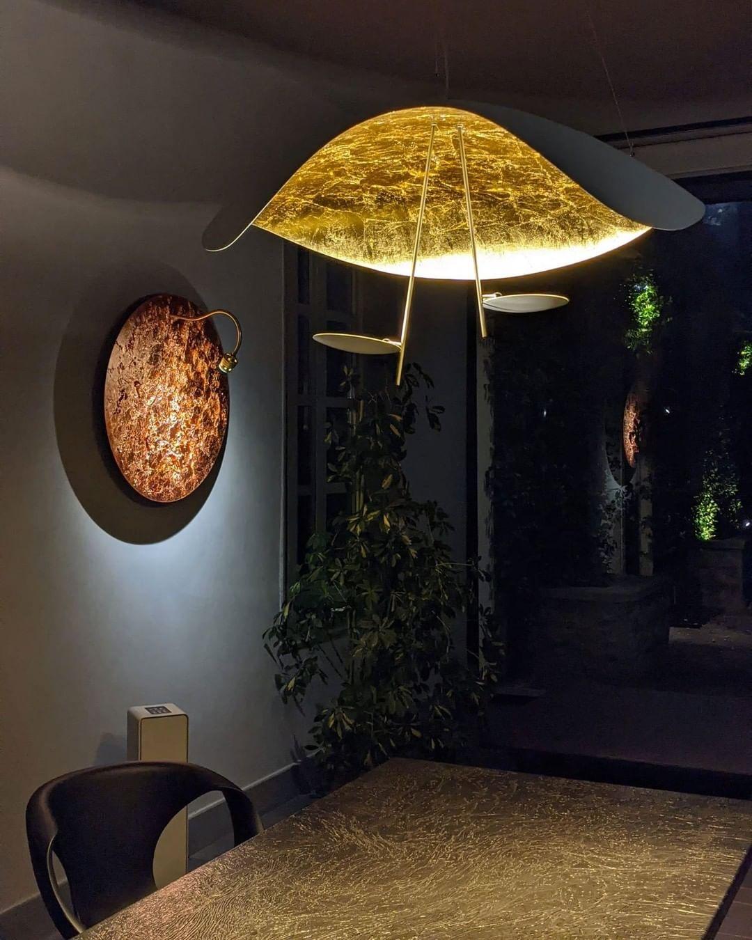 Aurisina Pendant Lamp Black Gold Curved Shade
