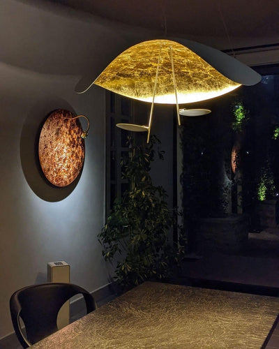 Aurisina Pendant Lamp Black Gold Curved Shade