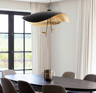 Aurisina Pendant Lamp Black Gold Curved Shade